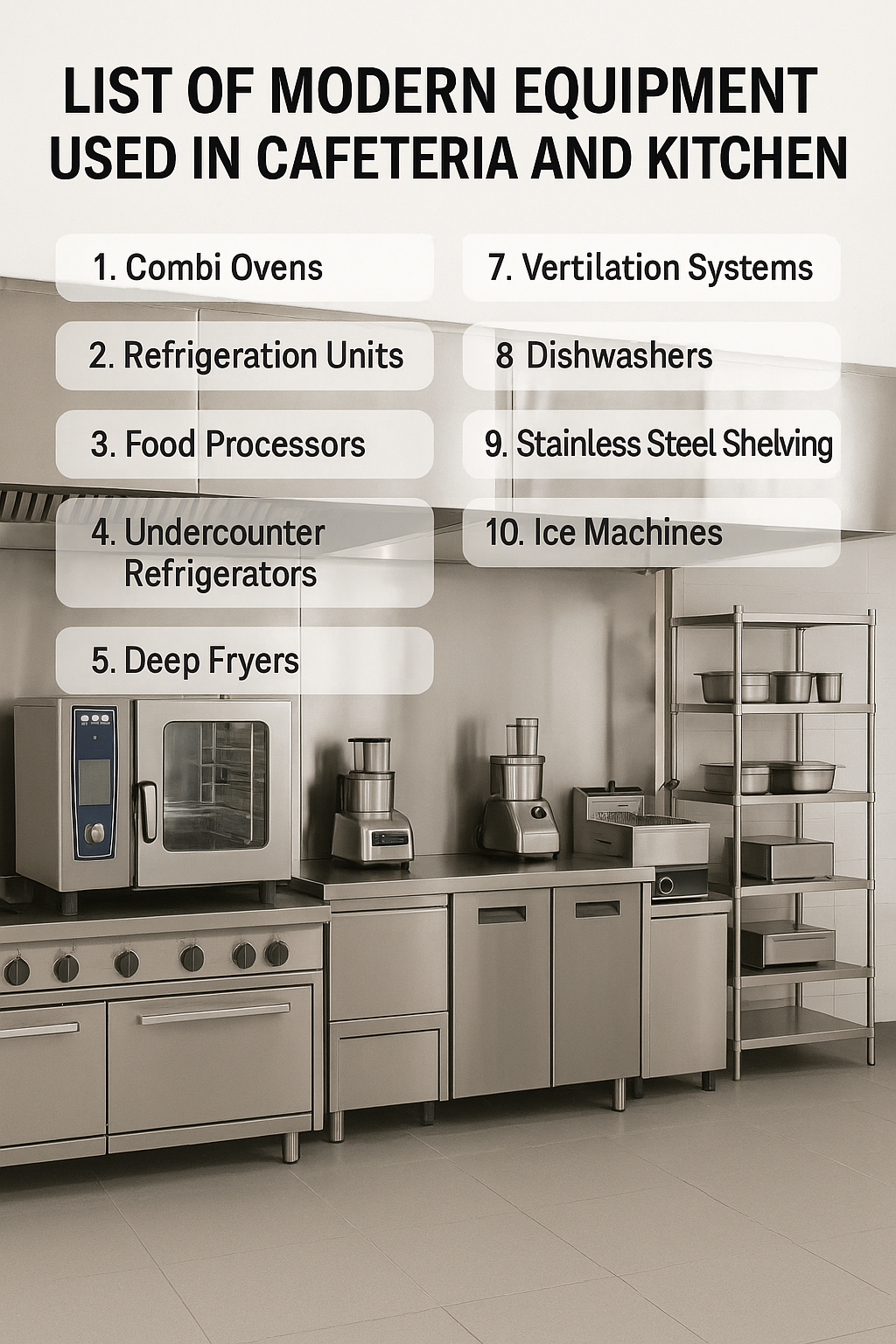 List of Modern Equipment Used in Cafeteria and Kitchen